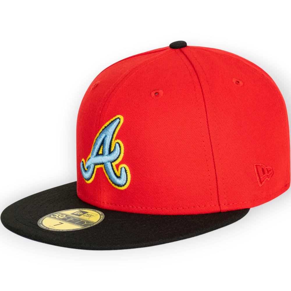 New Era Men Atlanta Braves Hat (Cardinal Red Black), Cardinal Red Black / 7 3/4