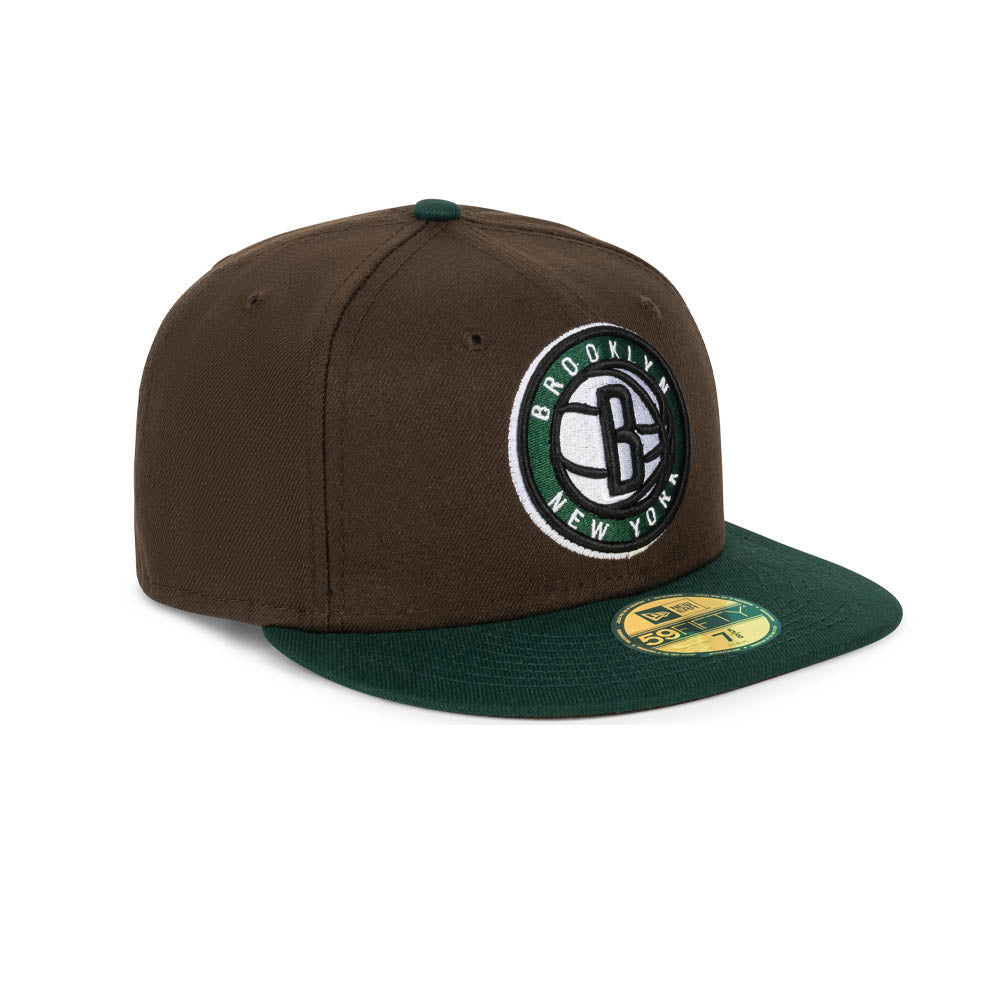 New Era Men Brooklyn Nets Fitted (Brown Forest Green)-Nexus Clothing