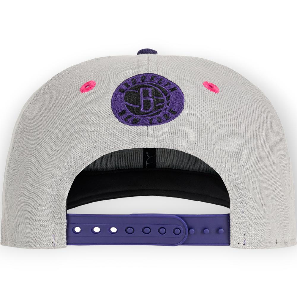 New Era Men Brooklyn Nets Snap Hat (Grey Black Purple)