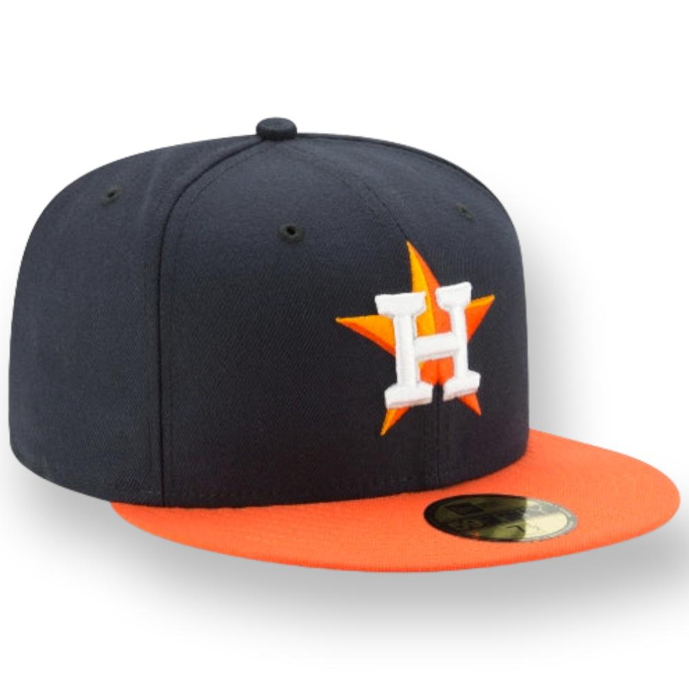 New Era Men Houston Astros Authentic Collection Road 59FIFTY Fitted (Navy Orange)-Nexus Clothing