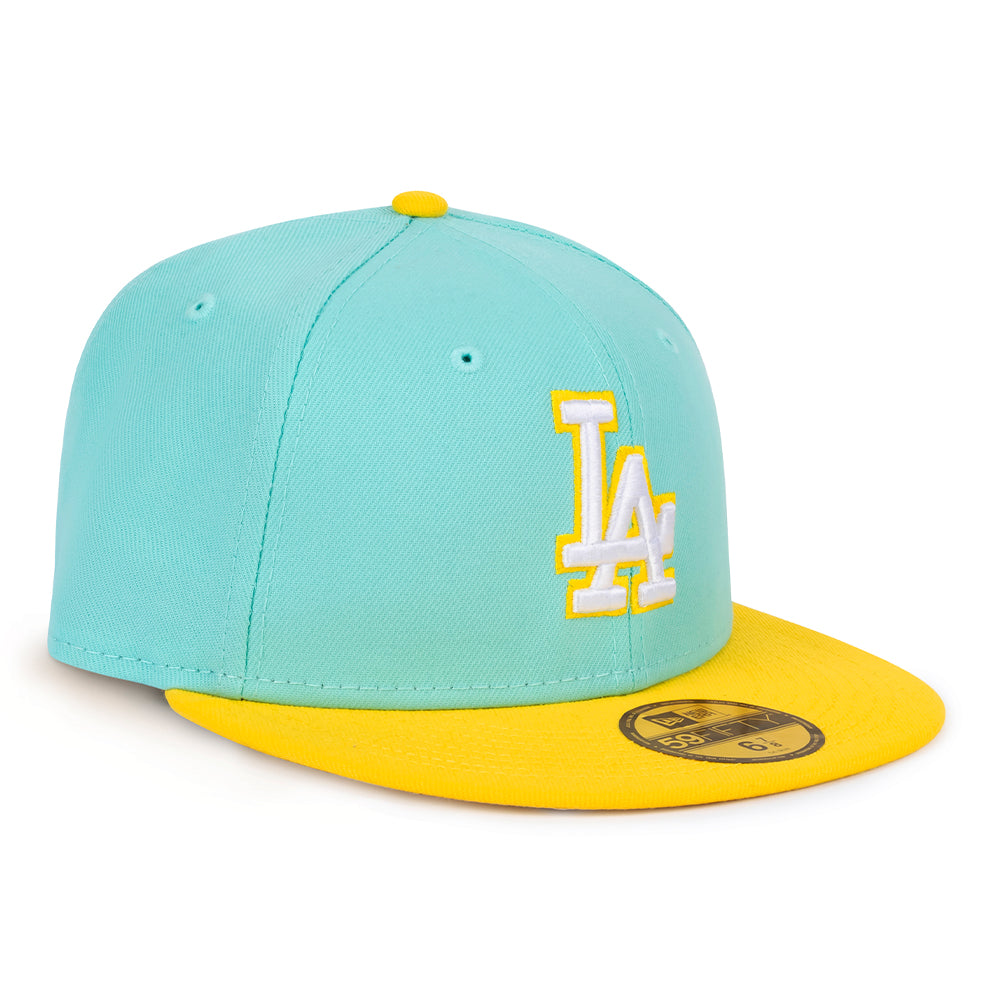 New Era Men LA Dodgers Hats Fitted (Mint Yellow)-Nexus Clothing
