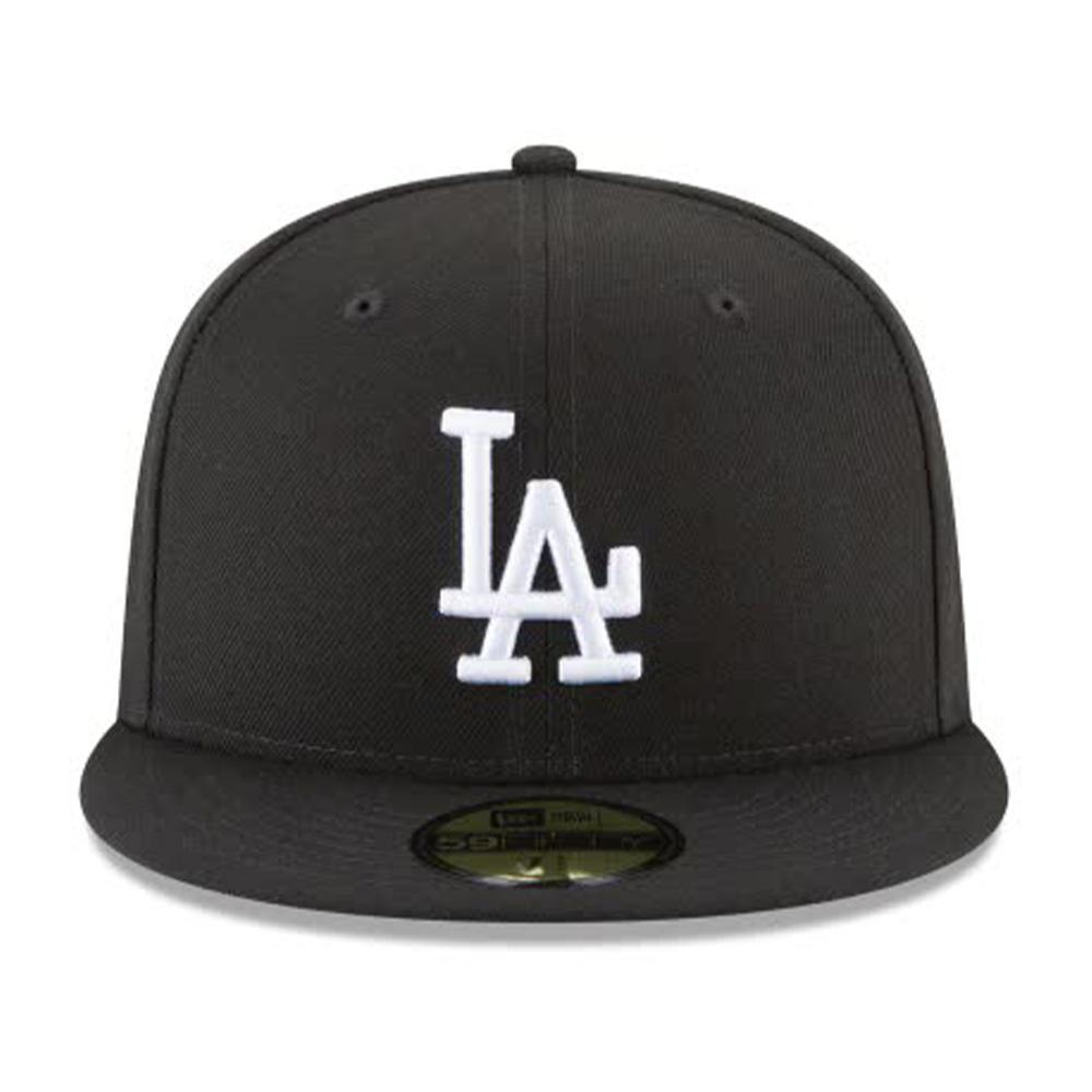 NEW ERA MEN LOS ANGELES DODGERS BLACK AND WHITE BASIC 59FIFTY FITTED