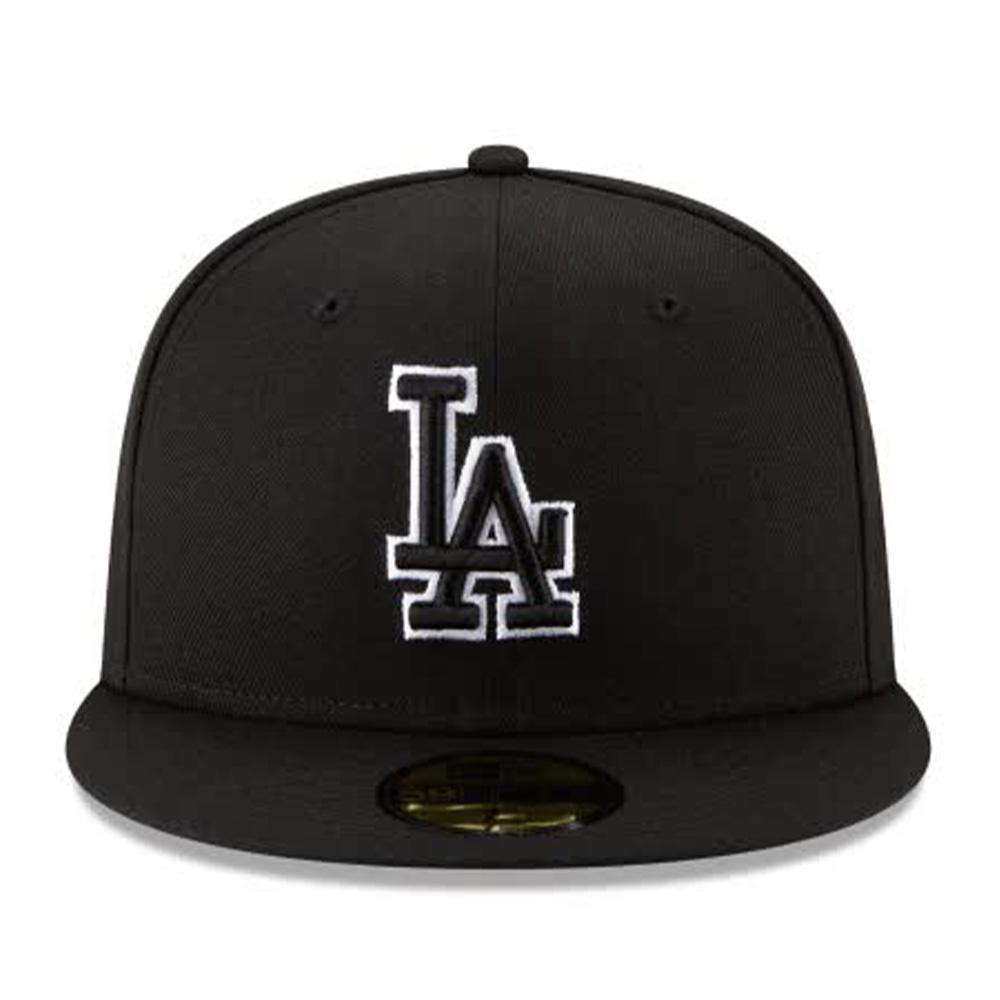 New Era Men Los Angeles Dodgers Black Hat Outline 59Fifty Fitted 4