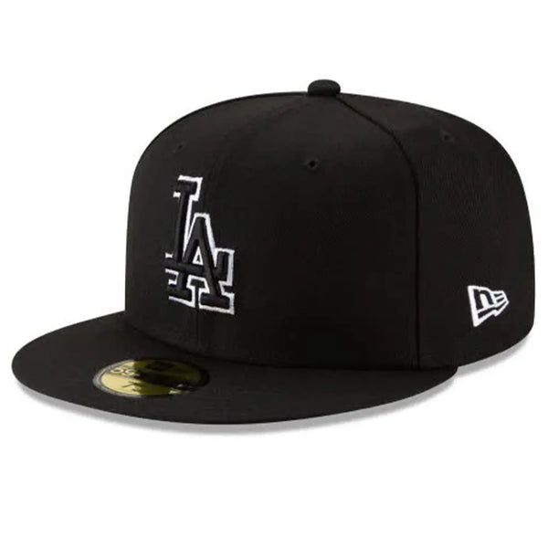 New Era Men Los Angeles Dodgers Black Outline 59Fifty Fitted-Black White-6 7/8-Nexus Clothing