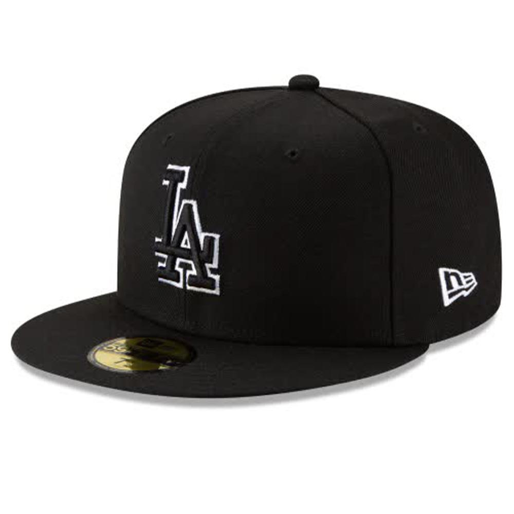 New Era Men Los Angeles Dodgers Black Hat Outline 59Fifty Fitted 1
