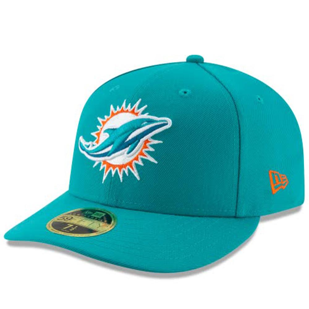 New Era Men Miami Dolphins Official NFL Sideline Home Low Profile 59FIFTY Fitted Cap-Blue-7-Nexus Clothing
