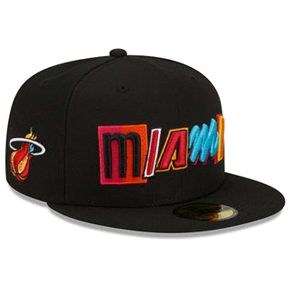 New Era Men Miami Heat Fitted (Black)-Nexus Clothing