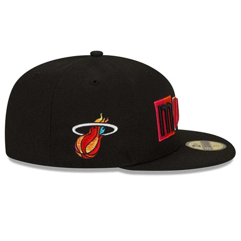 New Era Men Miami Heat Fitted (Black)-Nexus Clothing