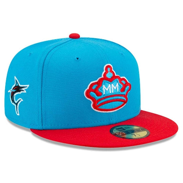 New Era Men Miami Marlins Fitted (Blue Red)-Nexus Clothing