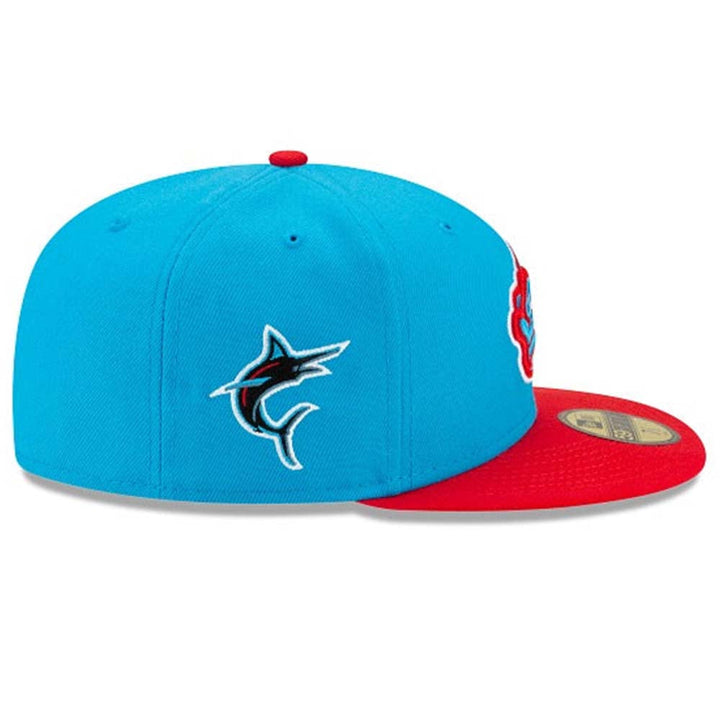 New Era Men Miami Marlins Fitted (Blue Red)-Nexus Clothing