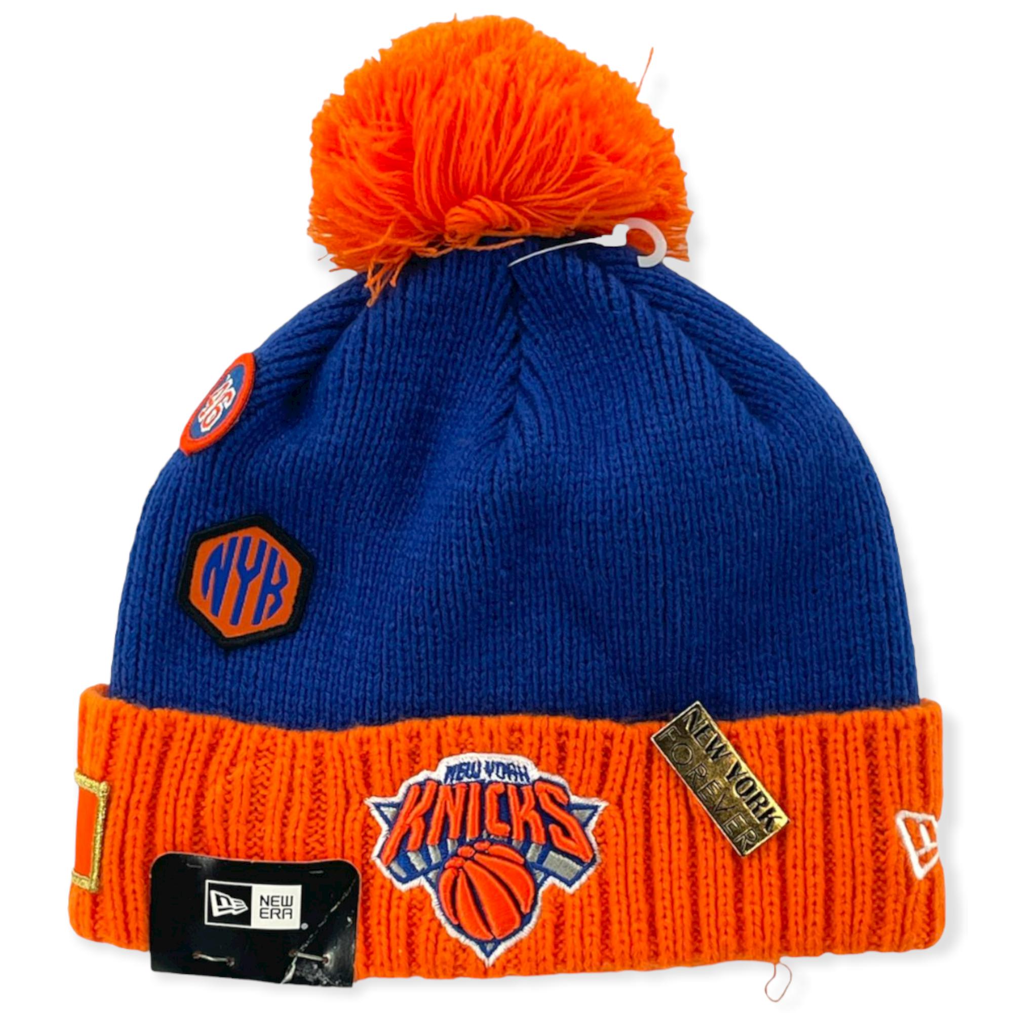 New Era Men NBA 18 Draft Knit New York Knicks Beanie (Royal Orange)-Royal Orange-One Size-Nexus Clothing