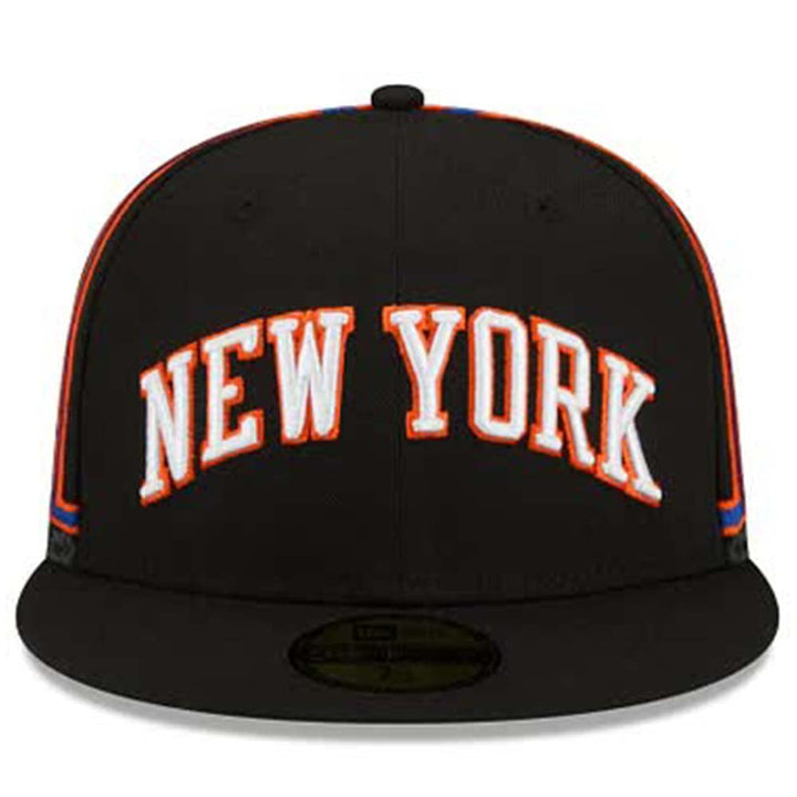 New Era Men New York Knicks Fitted (Black Orange)-Nexus Clothing