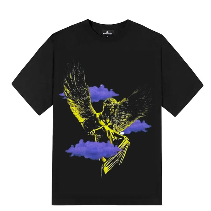 New Manners Men Gold Angel T-shirt(Black)-Nexus Clothing