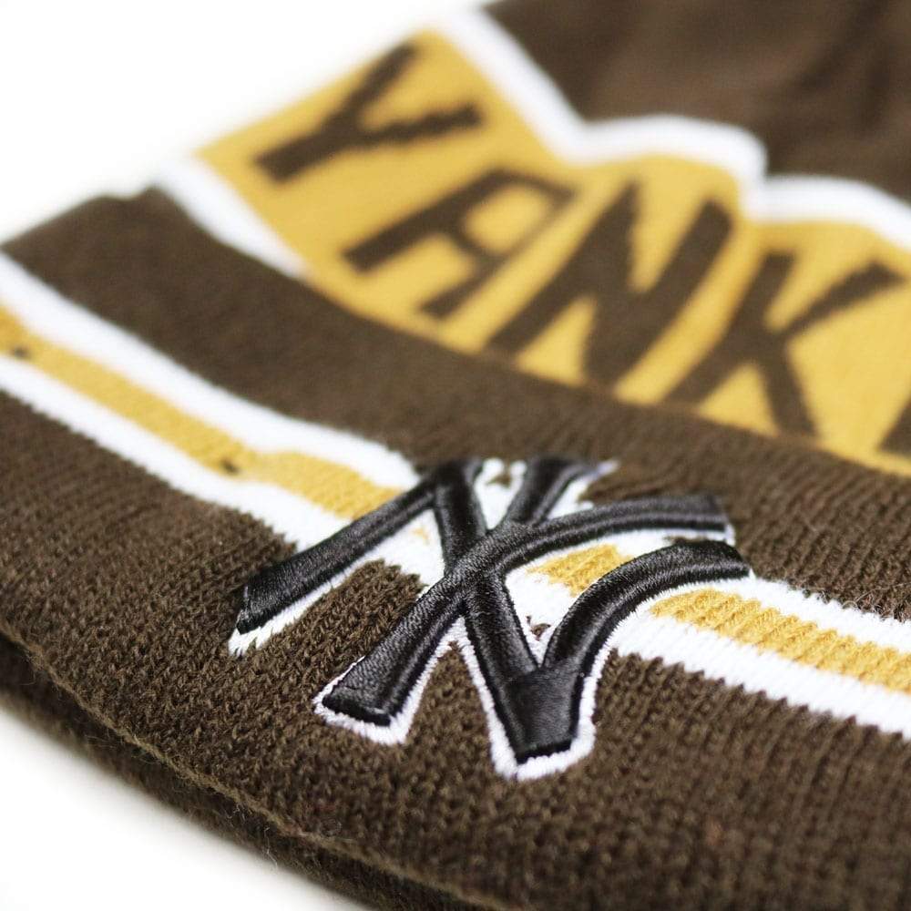 New York Men Yankees Coach Knit Brown Yellow-Brown Yellow-One Size-Nexus Clothing