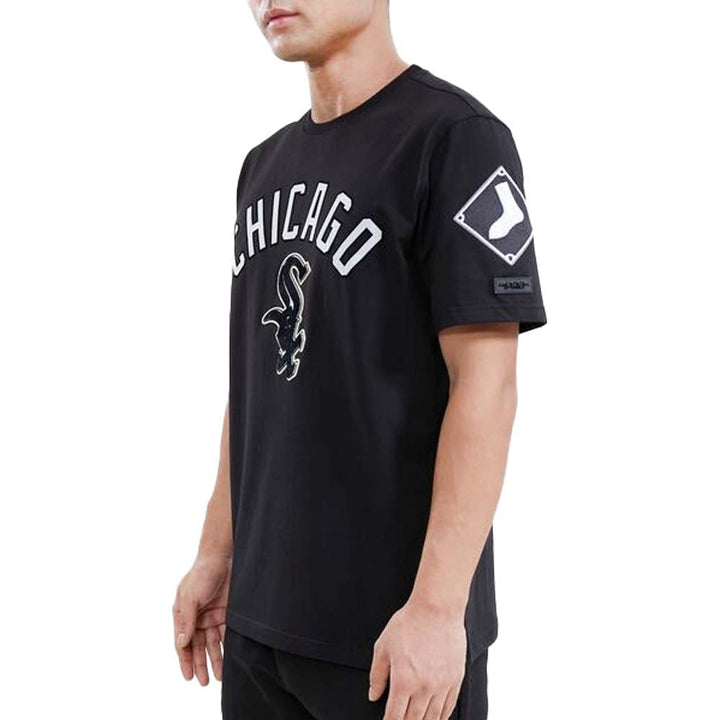 Pro Standard Men Chicago White Sox Stacked Logo Pro Team Shirt (Black)-Nexus Clothing