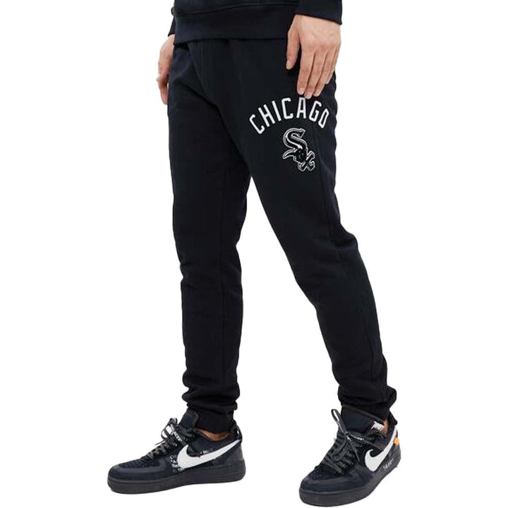 Pro Standard Men Chicago White Sox Stacked Logo Sweatpant (Black)-Nexus Clothing