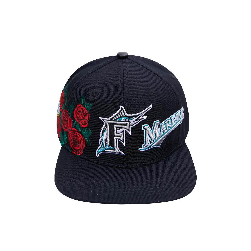 Pro Standard Florida Marlins Roses Snapback Hat (Black)