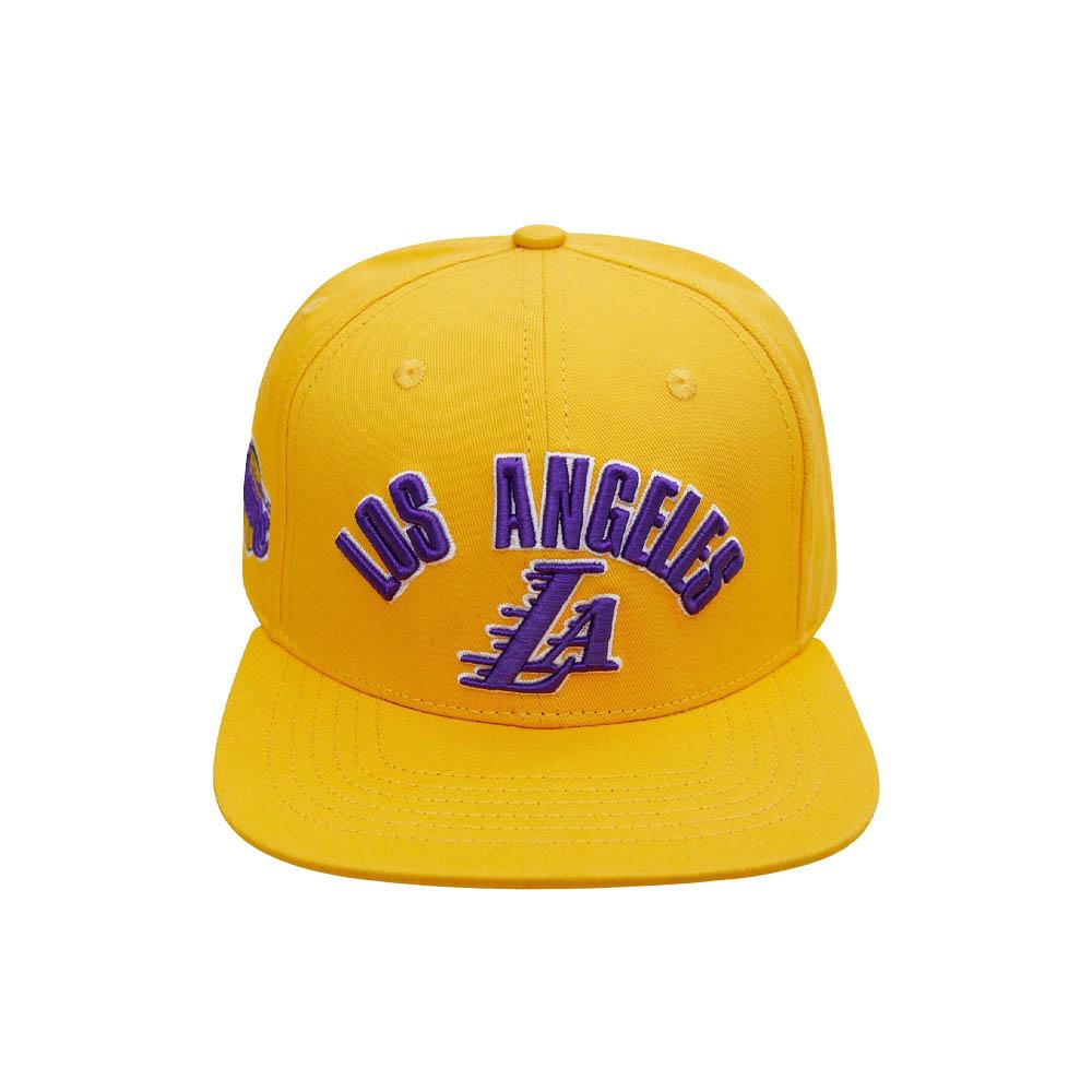 Pro Standard Men Los Angeles Lakers Stacked Logo Snapback Hat (Yellow)-Yellow-OneSize-Nexus Clothing