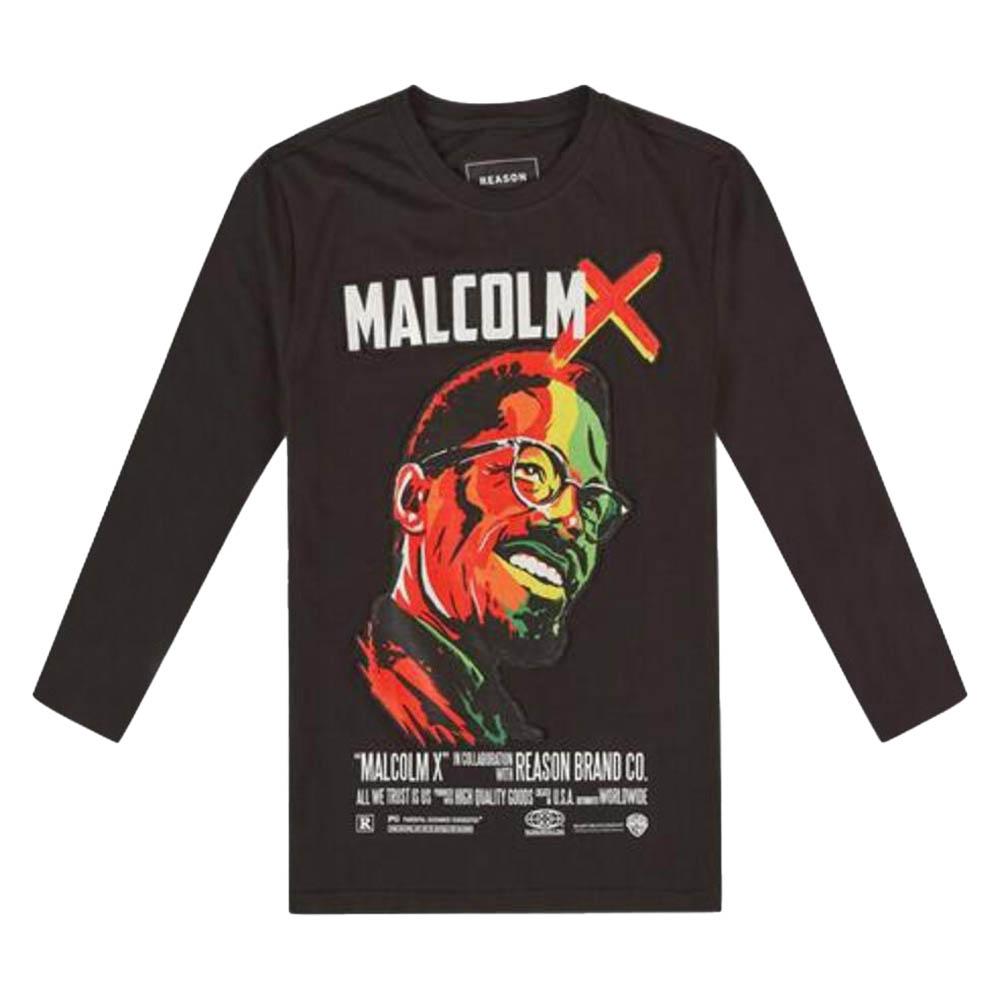 Reason Men Malcolm X portrait Long Sleeve Tee (Black)-Black-XXX-Large-Nexus Clothing