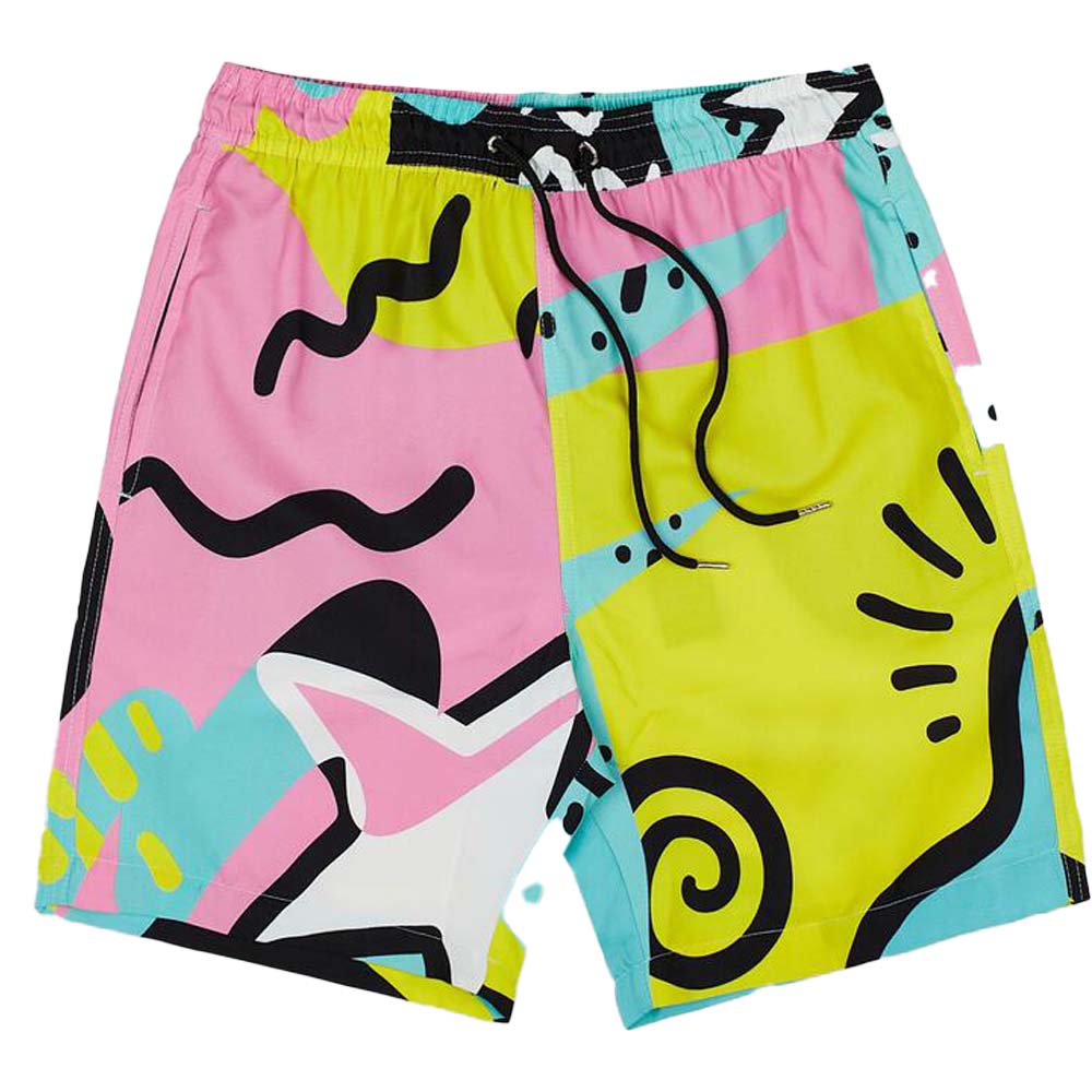 Reason Men Relax Swim Shorts (Pink yellow)-Pink Yellow-XXX-Large-Nexus Clothing