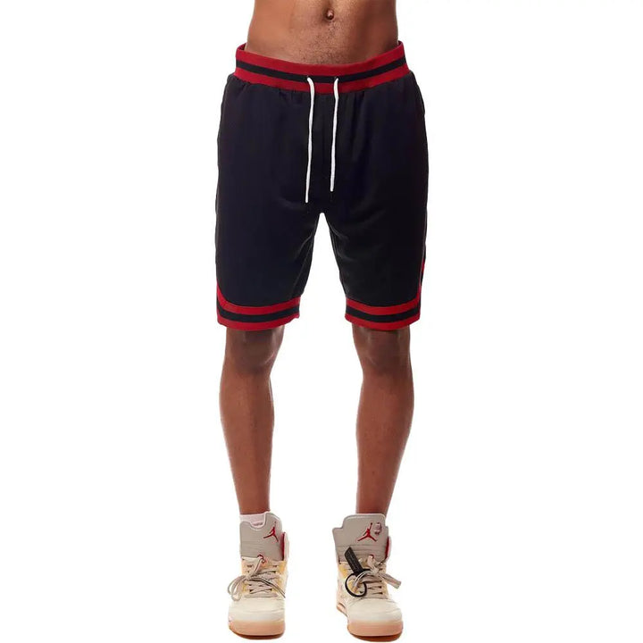 Rebel Minds Men Basic Solid Mesh Shorts Black Red-Black Red-Small-Nexus Clothing