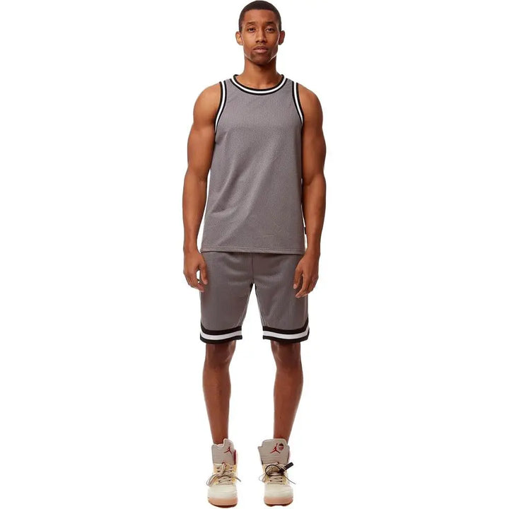 Rebel Minds Men Basic Solid Mesh Shorts Grey-Nexus Clothing