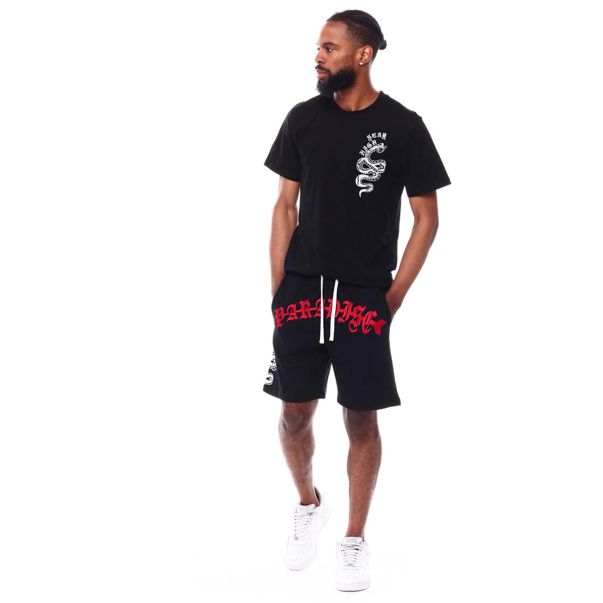 Rebel Minds Shorts Men Graphic Fleece (Black)3