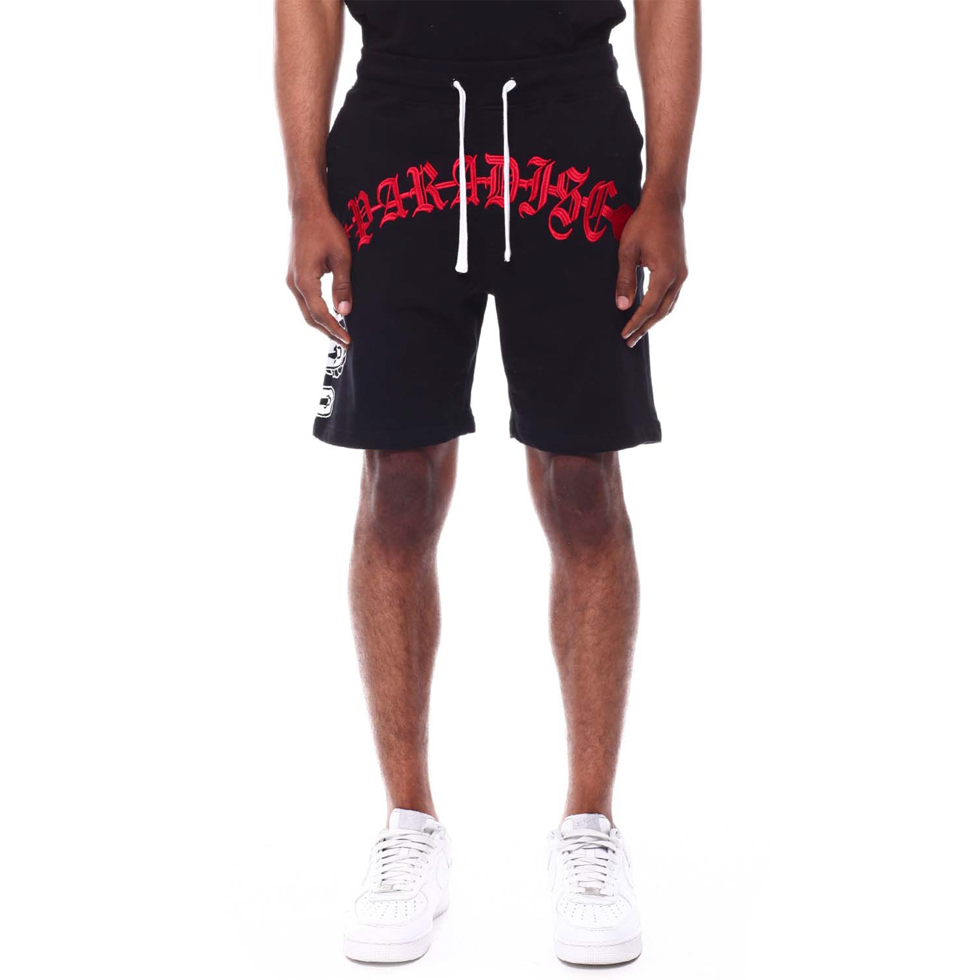 Rebel Minds Men Graphic Fleece Shorts (Black)-Nexus Clothing