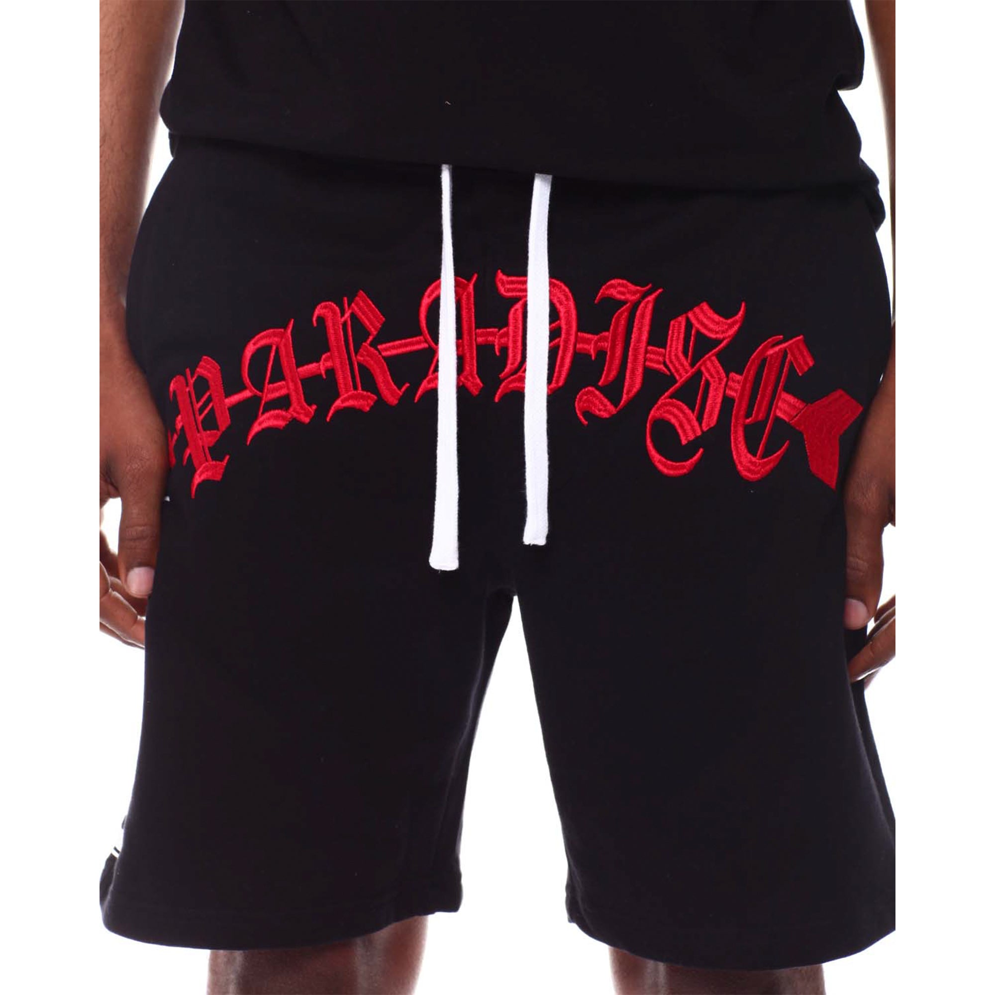 Rebel Minds Men Graphic Fleece Shorts (Black)-Black-XXX-Large-Nexus Clothing