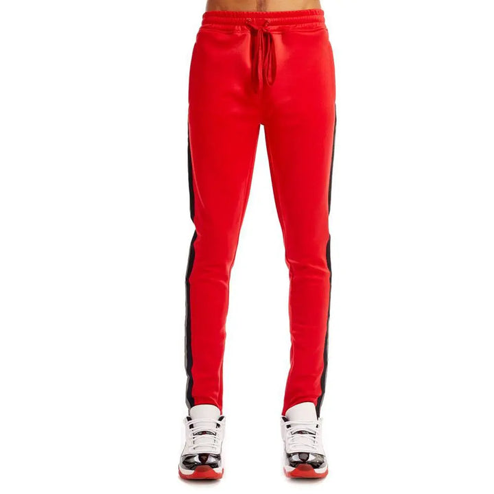 Rebel Minds Men Track Pants (Red Black)-Nexus Clothing