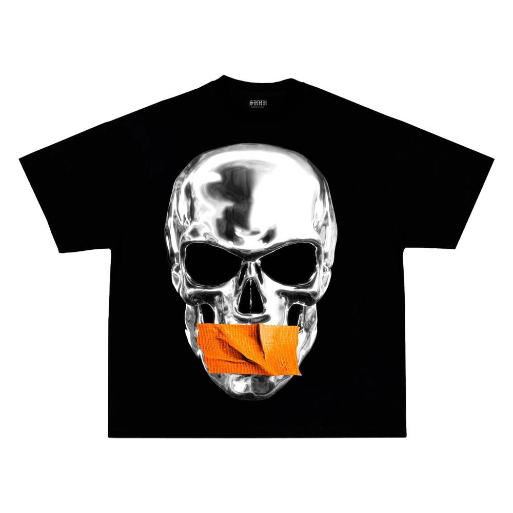 SHHH Brand Men Quiet Skull T-Shirt (Black)-Black-XXX-Large-Nexus Clothing