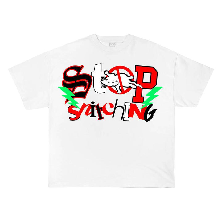 SHHH Brand Men Stop Snitching T-Shirt (White)-White-Small-Nexus Clothing