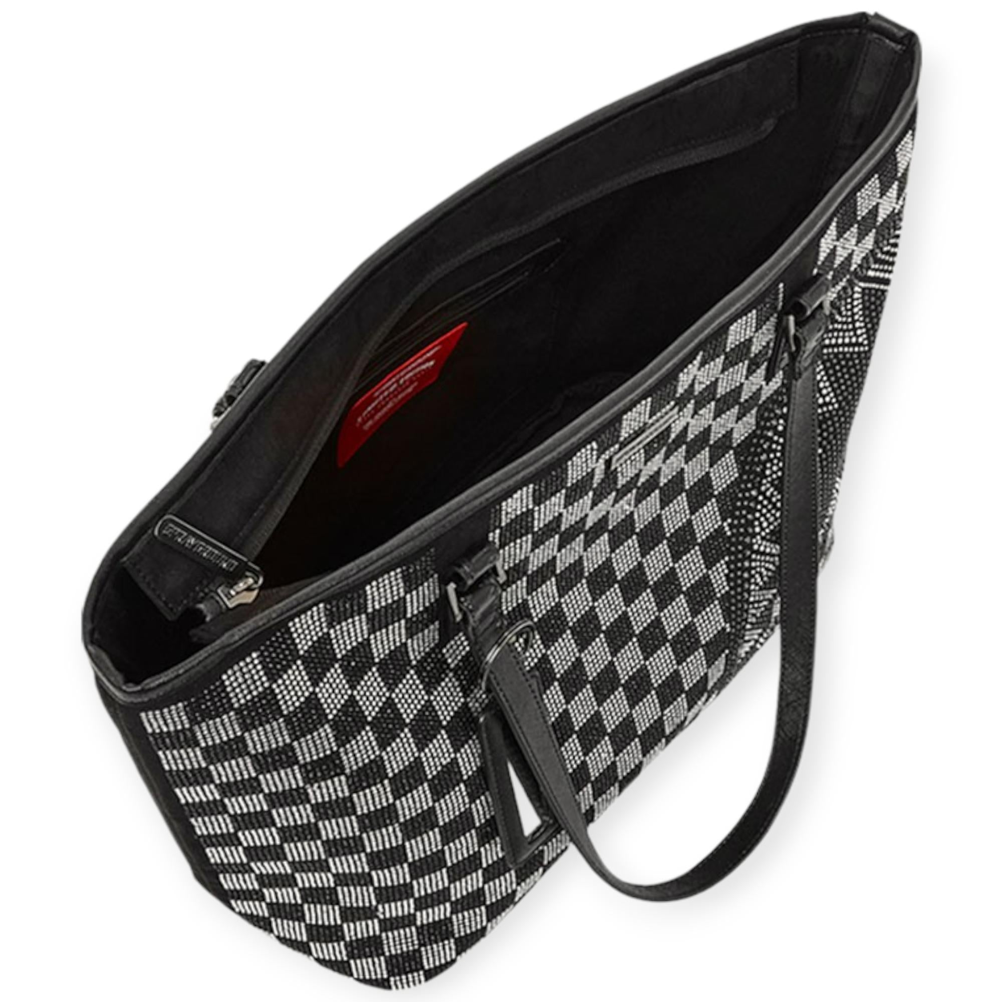 Sprayground Trinity Checkered Tote Bag in Black for Men