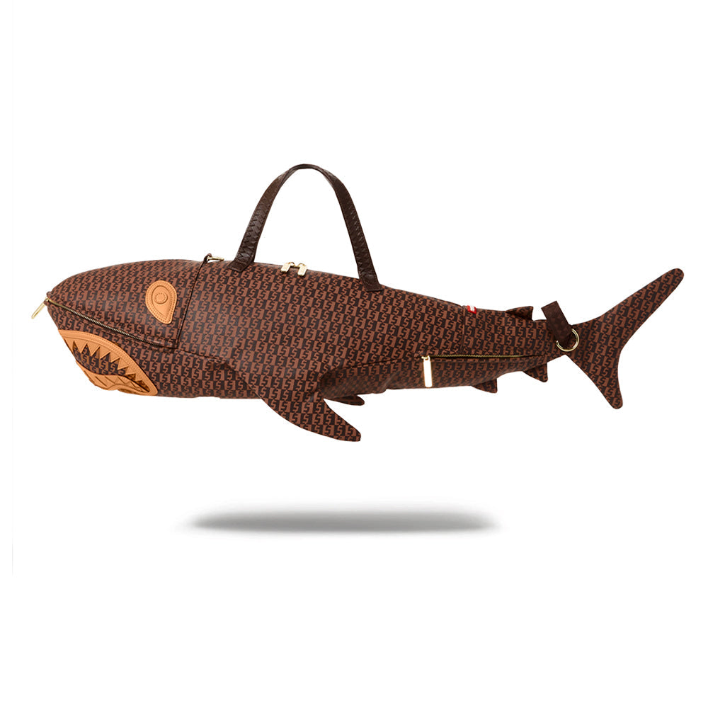 Sprayground - Sharkfinity Check Shark Shape Duffle Bag - Brown