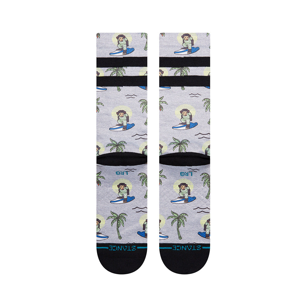 Stance Men Surfing Monkey Crew Socks-Gray-Large-Nexus Clothing