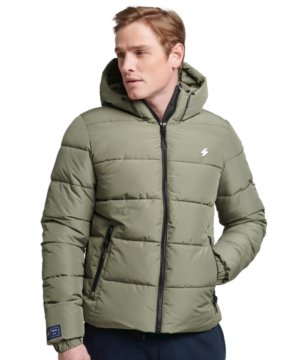 SuperDry Men Hooded Sports Puffer (Dusty Olive)-Nexus Clothing