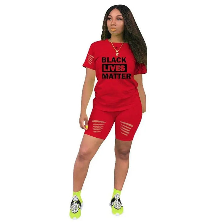 Supply Demand Women BLM Biker Shorts (Red)-Red-Small-Nexus Clothing