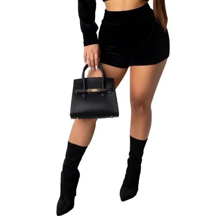 Supply Demand Women Kendall Velour Shorts Black-Black-Small-Nexus Clothing