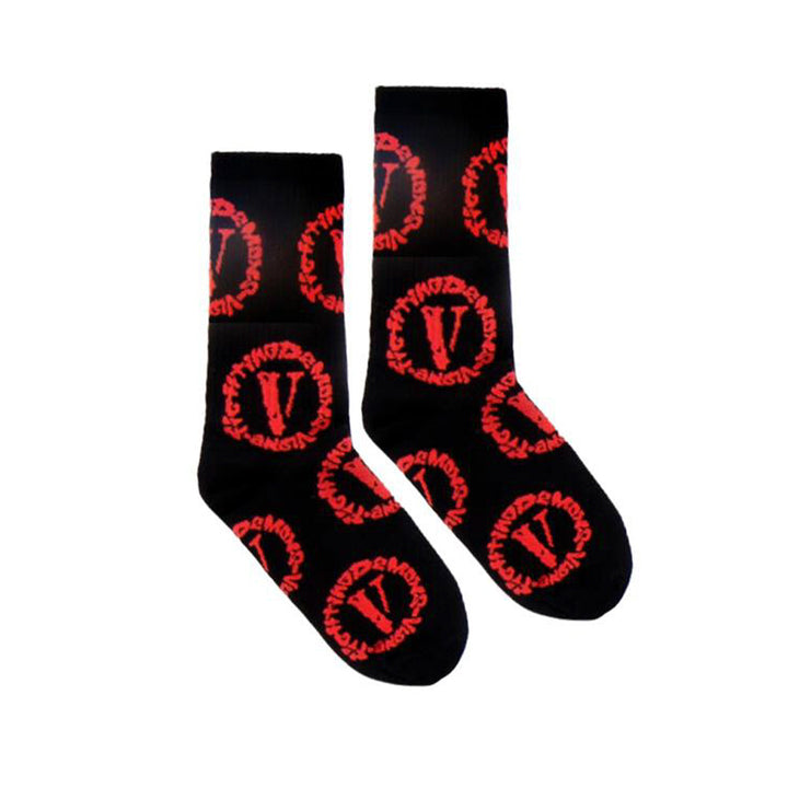 Vlone Men Circle Socks (Black)-Black-OneSize-Nexus Clothing