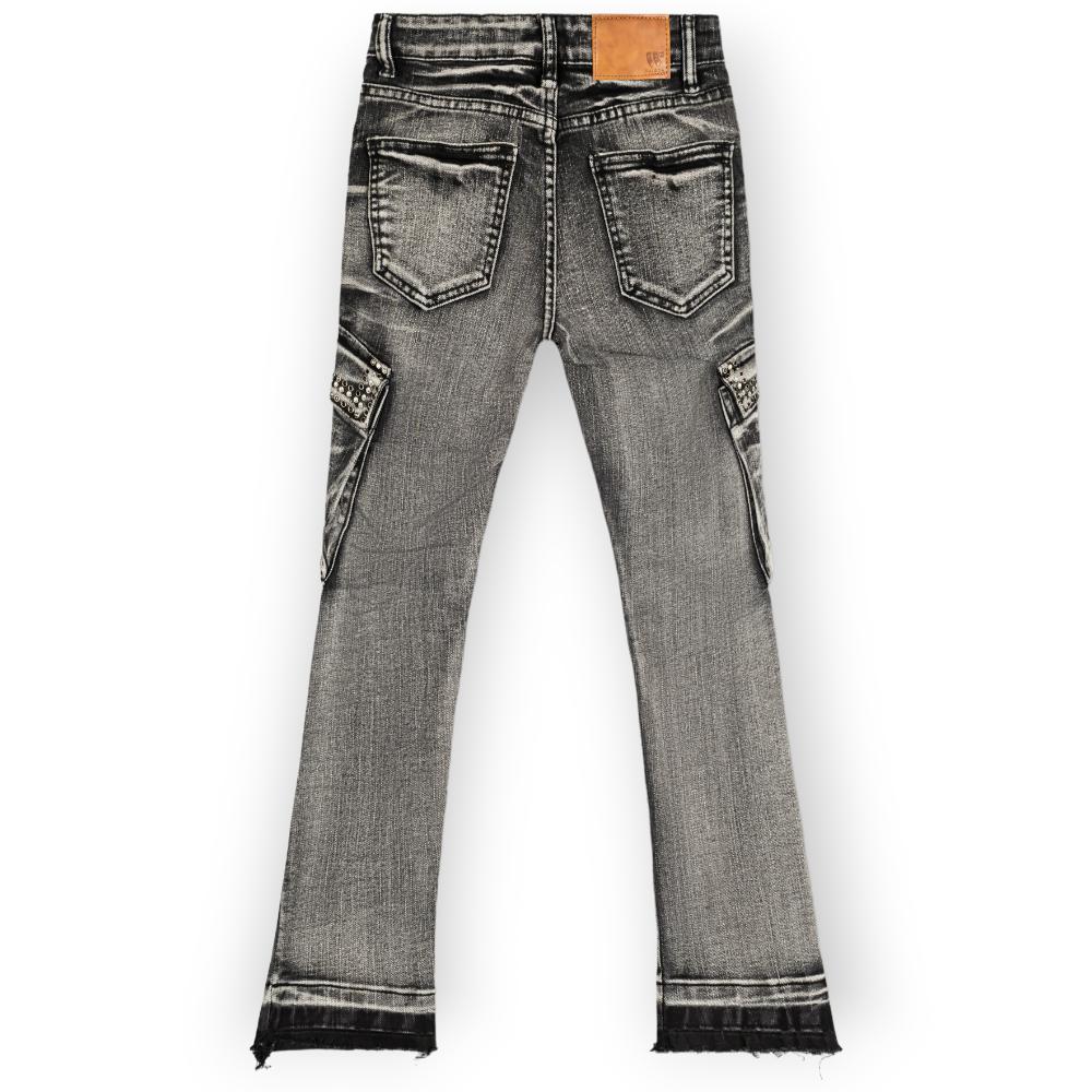 RIP AND REPAIR STACKED JEANS - BLACK WASH – The Couture Club