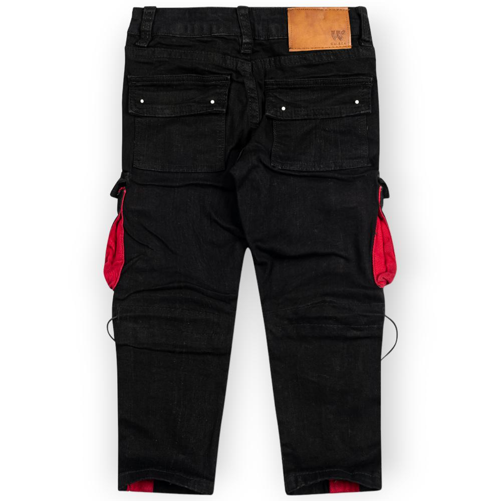 WaiMea Boys Strap Jeans (Black Red)-Nexus Clothing