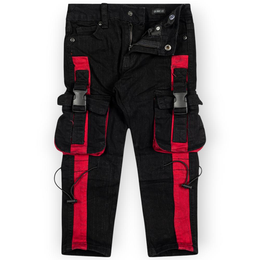 WaiMea Boys Strap Jeans (Black Red)-Black Red-7T-Nexus Clothing