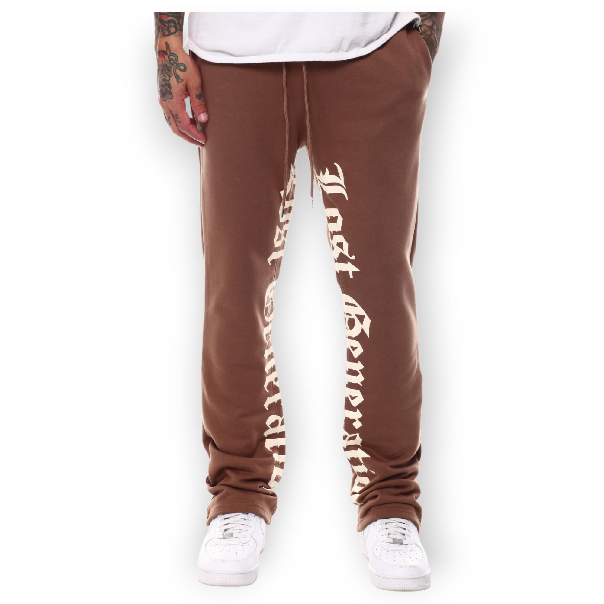 WaiMea Men Lost Generation Stacked Sweatpants (Chocolate Bone)-Chocolate Bone-XXX-Large-Nexus Clothing