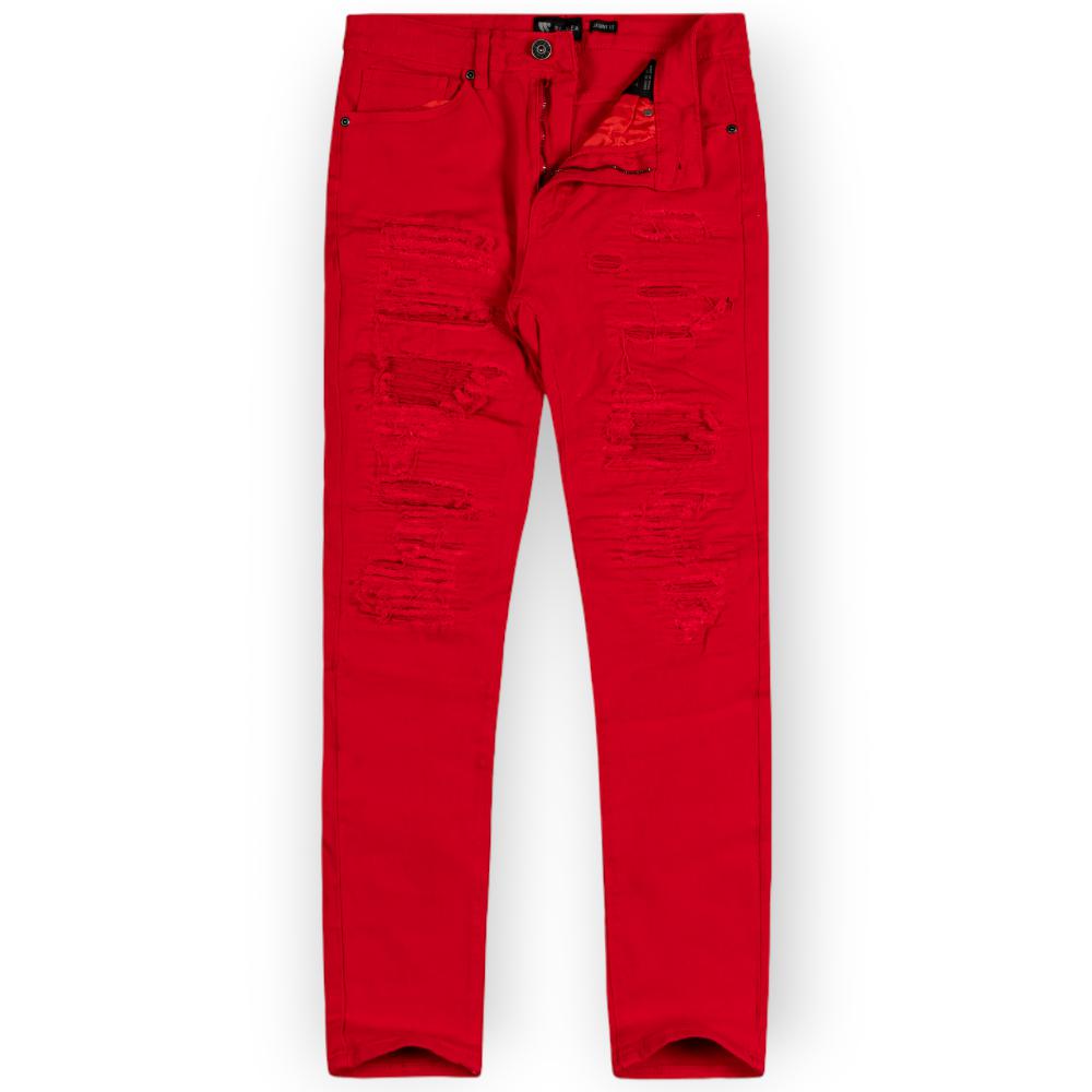 WaiMea Men Moto Style Pants (Red)-Red-40W X 32L-Nexus Clothing