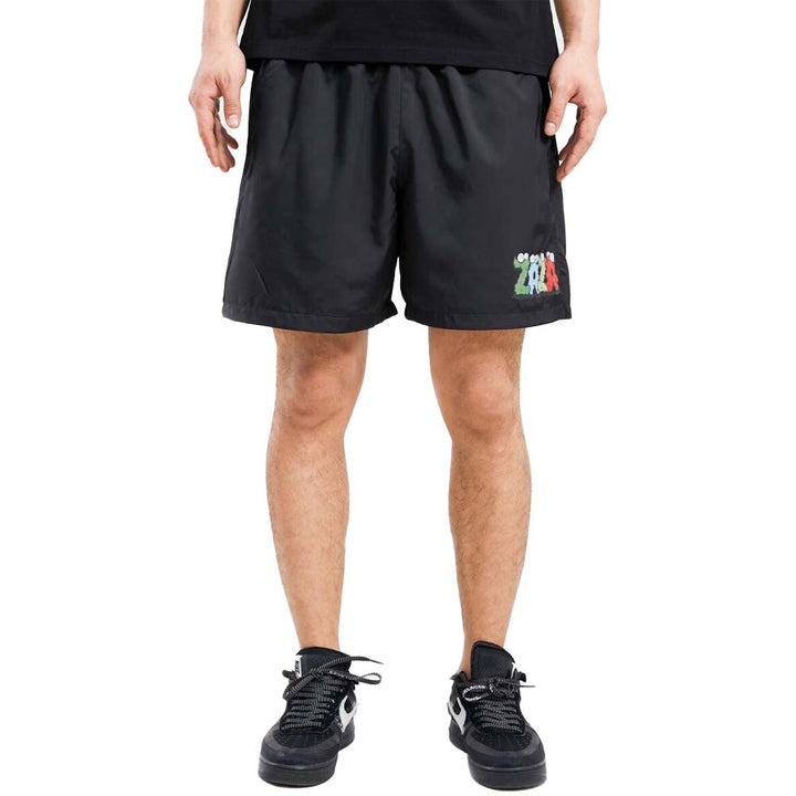 ZAZA Men Eyes See U Nylon Shorts (Black)-Nexus Clothing