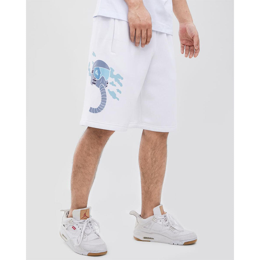 ZAZA Men Pilot High Fleece Shorts (White)-Nexus Clothing